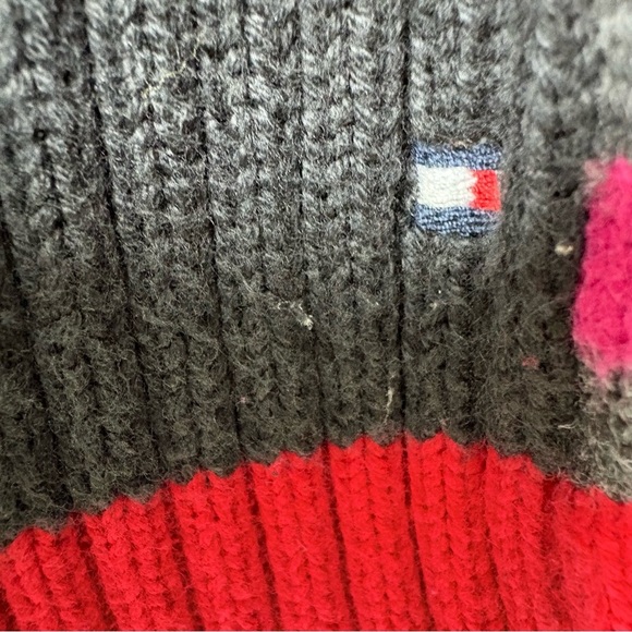 Tommy Hilfiger Japan Sweater L, Stripe Rings, rib knit, Y2K Shrunken Logo, 2000s - Picture 6 of 14